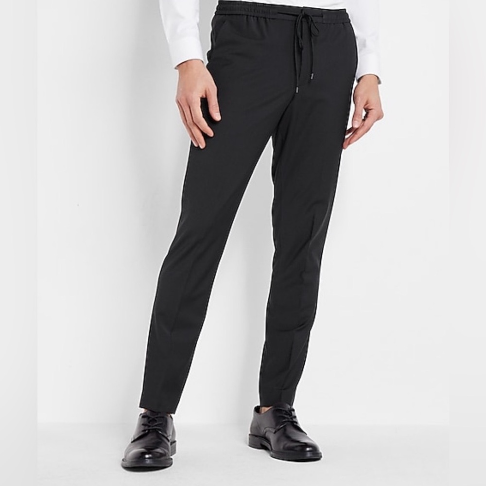 🌿 Extra Slim Wool Blend Washable Drawstring Dress Pant